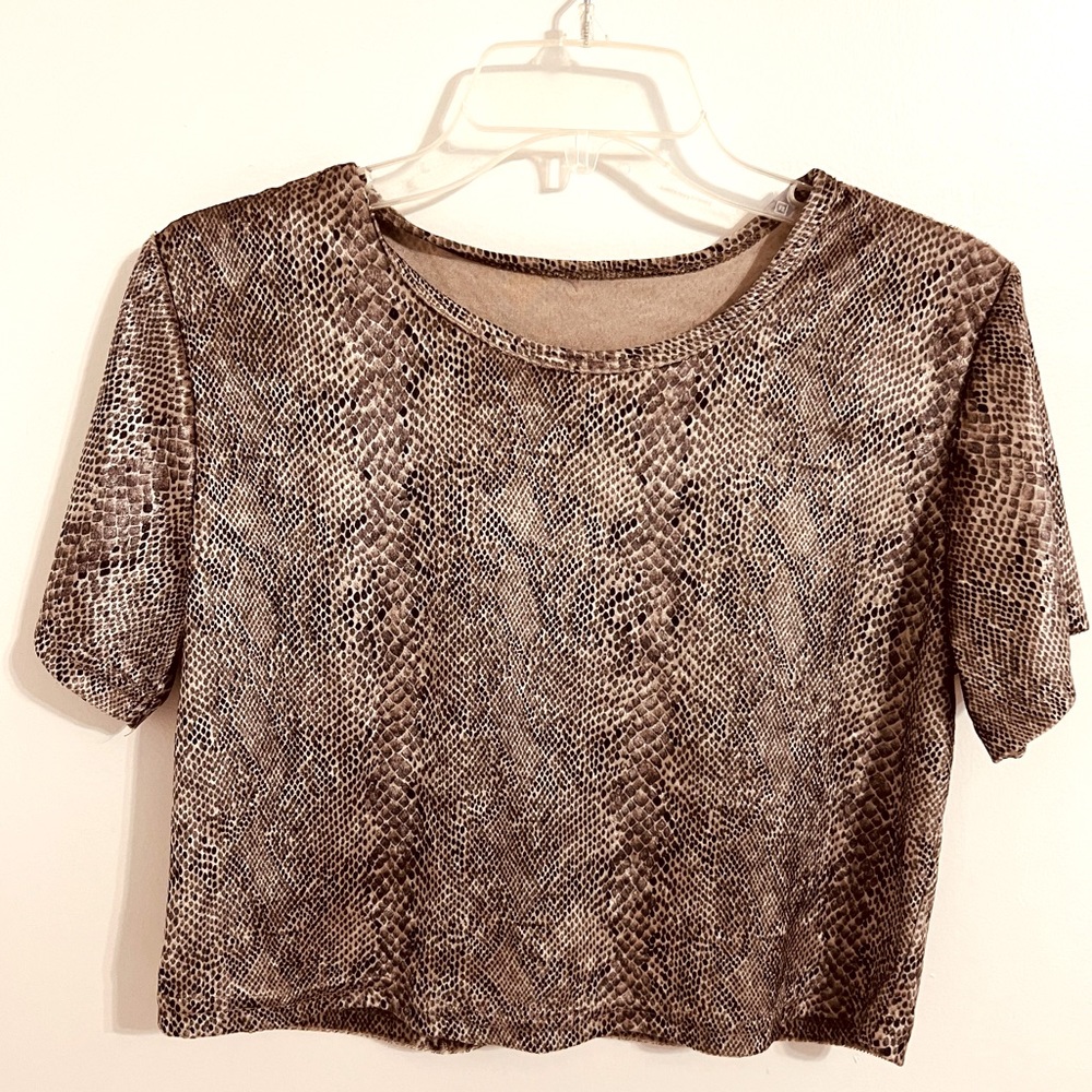 Velvety Soft Snakeskin Look Crop Top